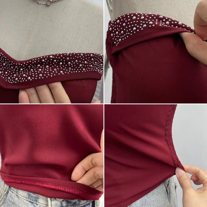 Женский шикарный топ-труба для тяжелой промышленности с бриллиантами и мягким