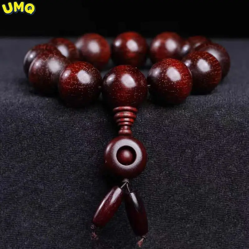 Rhinoceros Red Sandalwood 2.0 with Golden Star Wood String Fortune Turns Small Leaf Red Sandalwood Buddha Bead Tiktok Base