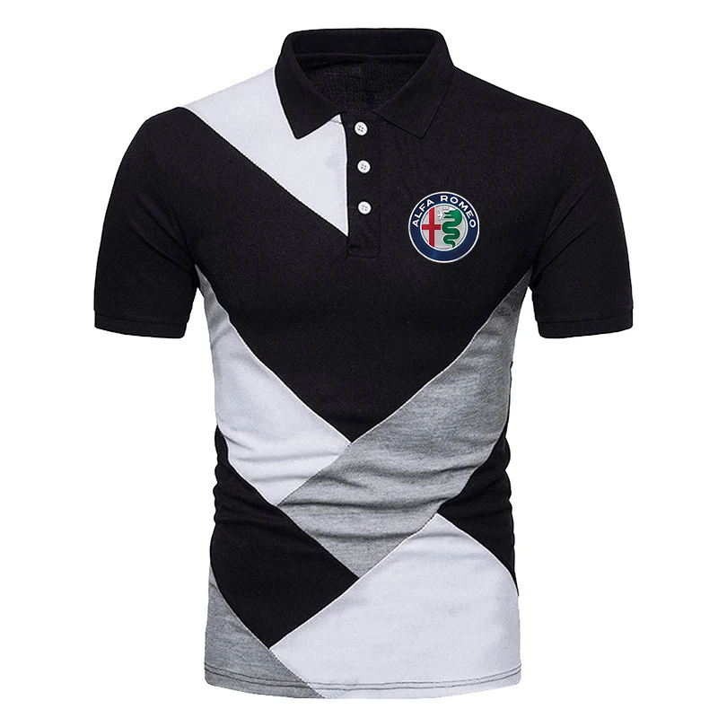 

2022 black and white stitching T-shirt Mens Alfa Romeo Custom Comfortable Print Harajuku Slim Fit Tops Sweatshirts T-shirts