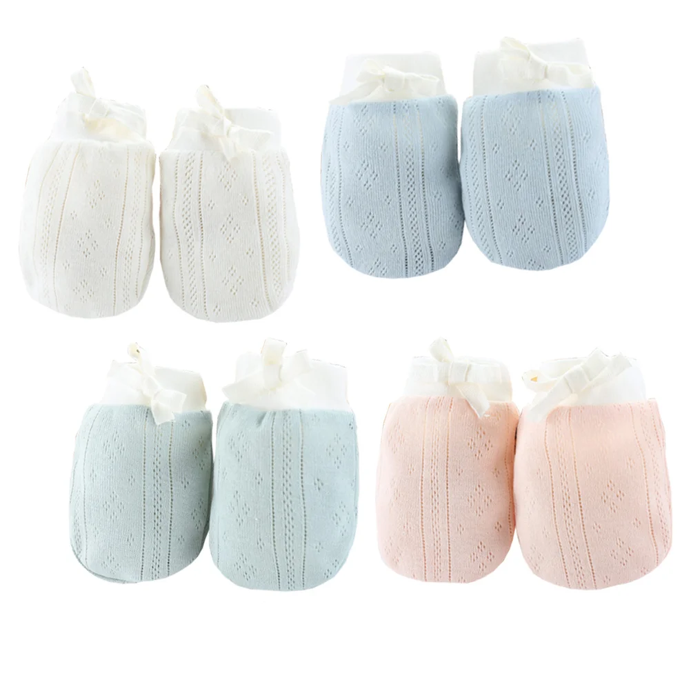 

4 Pairs Portable Colorful Practical Mittens Newborn Anti-Scratch for