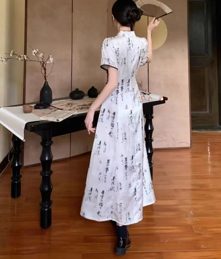 Женское платье-Ципао с коротким рукавом в китайском стиле