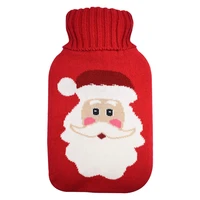 hot water bottle knitted cover red knitted insulation cover designed by santa claus perfect winter heater great gift