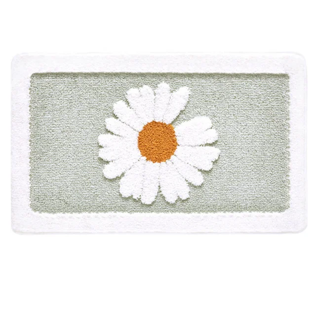 

Bath Mat Bathroom Non-Slip Rug Daisy Floral Kitchen Absorbent Microfiber Mat Anti-fall Door Mat for Floor Toilet Household