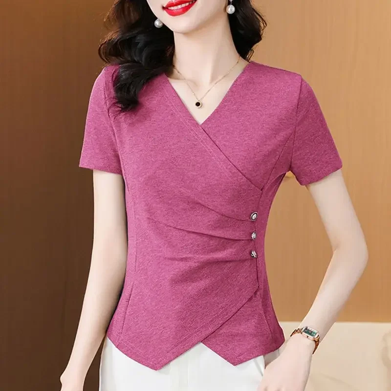 Новая летняя женская одежда футболки с короткими рукавами нестандартной формы