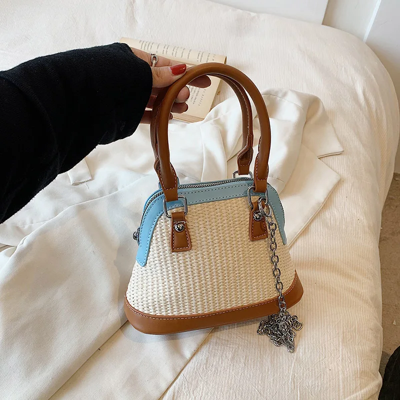 Color Block Design Handheld Mini Bag for Women New Simple Pleat Bucket Bag Fashion Shoulder Crossbody Bag