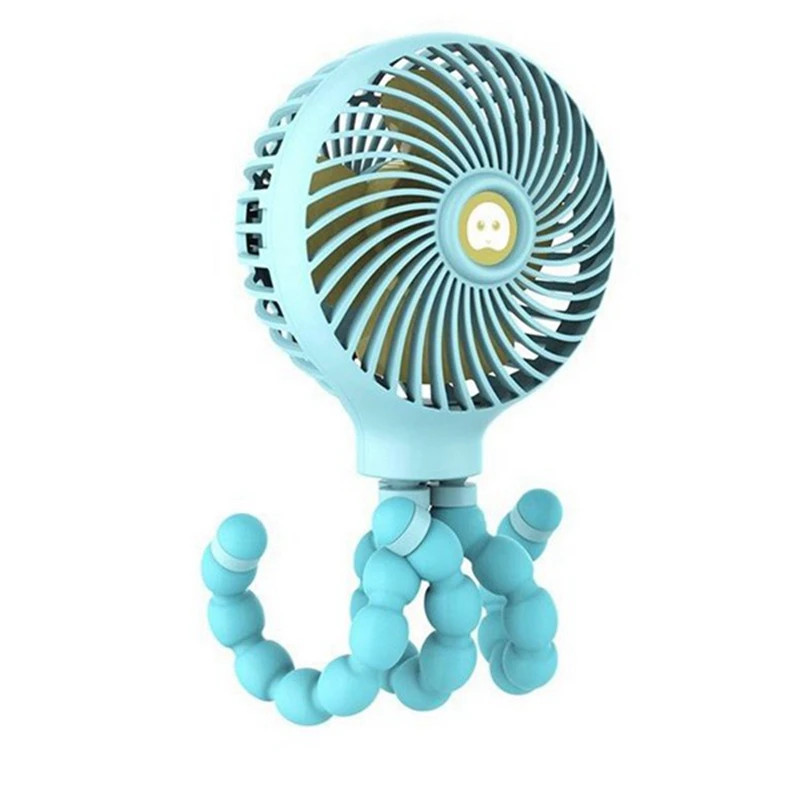 

Mini Portable Hanging Octopus Shape Stand Adjustable Handheld USB Charging Fan Cooler for Baby Stroller Student,Blue