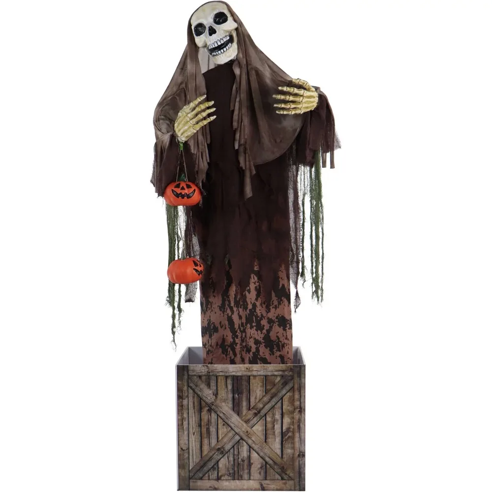 

Haunted Hill Farm Skeleton Animatronic with Lights and Sound， party decoration