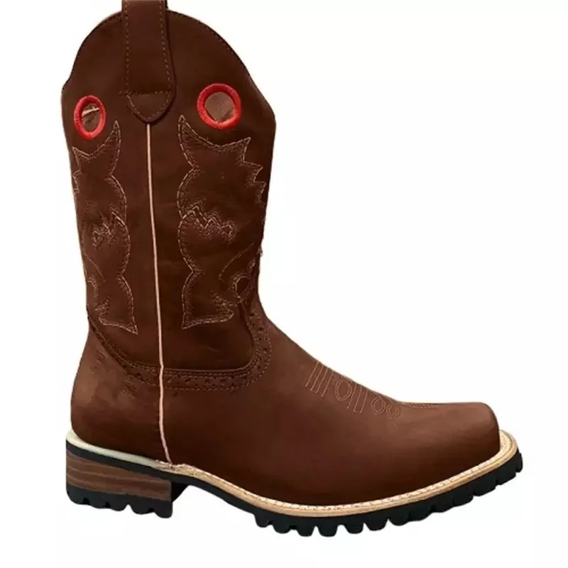 

Western Boots Round Toe Low Heels Vintage Embroidery Totem Mid Calf Boots Cowboy Boots Knight Boots Women Boots Cowboy Boots