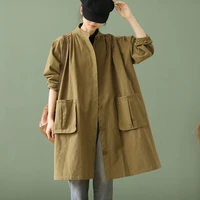 mid length womens trench coat spring and autumn loose leisure wild 2022 single breasted thin tooling style womens clothing new