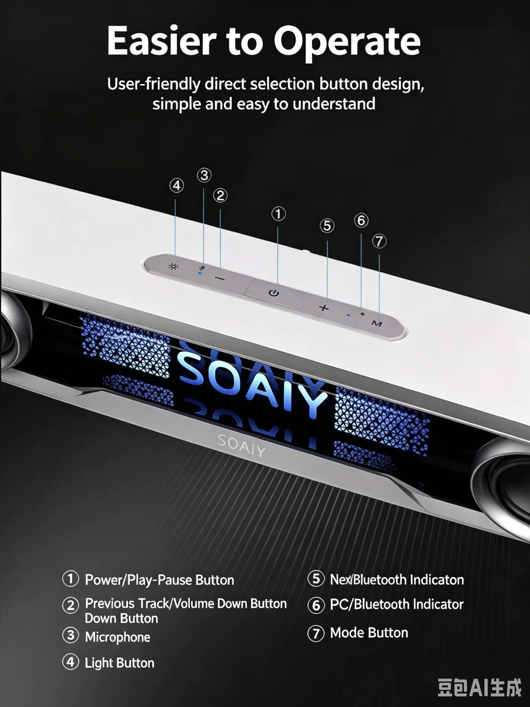 Фото Настольные колонки для ноутбуков SOAIY SES818, проводная и Bluetooth-модель, RGB-подсветка, объемный стереозвук с басами, аудиоустройство Plug and Play №5