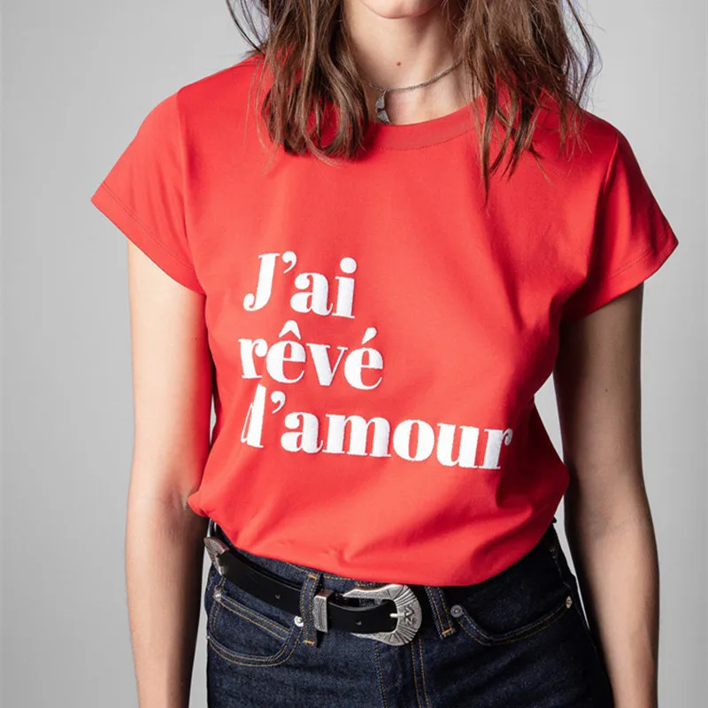 

New Women Summer Tshirts Zv Fashion Print Letter Woman Tshirts Spring Summer Zadig Voltaire Tshirts Casual T Shirt for Women