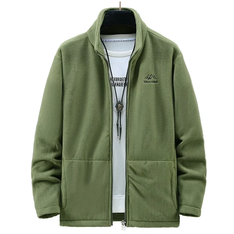 Однотонная мужская флисовая куртка 160 кг Мужская зимняя утепленная модное