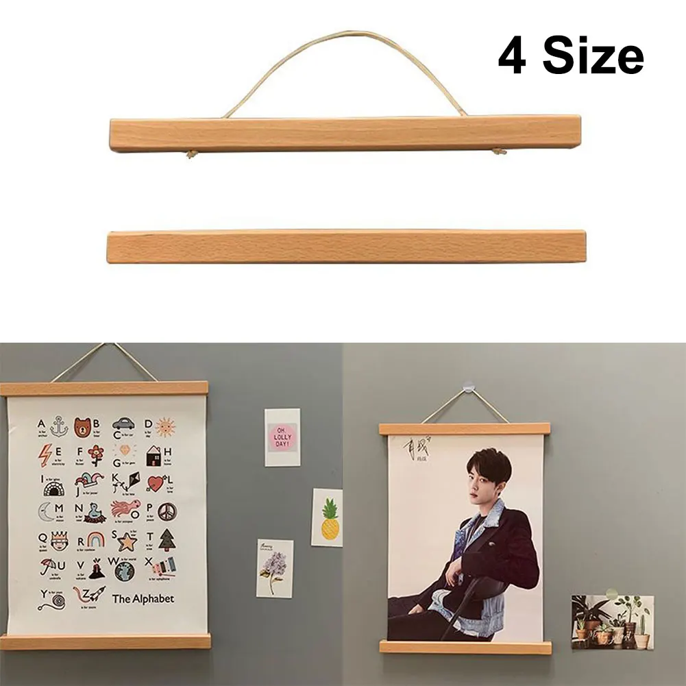 

Magnetic Poster Hanger Frame Teak Wooden Frame DIY Photo Picture Frame Wall Art Canvas Painting Hanger Home Decoration