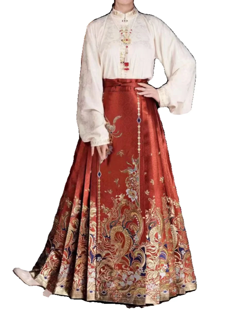 Плетеная Золотая юбка для макияжа с изображением цветка лошади длинная Yue Fu Nian