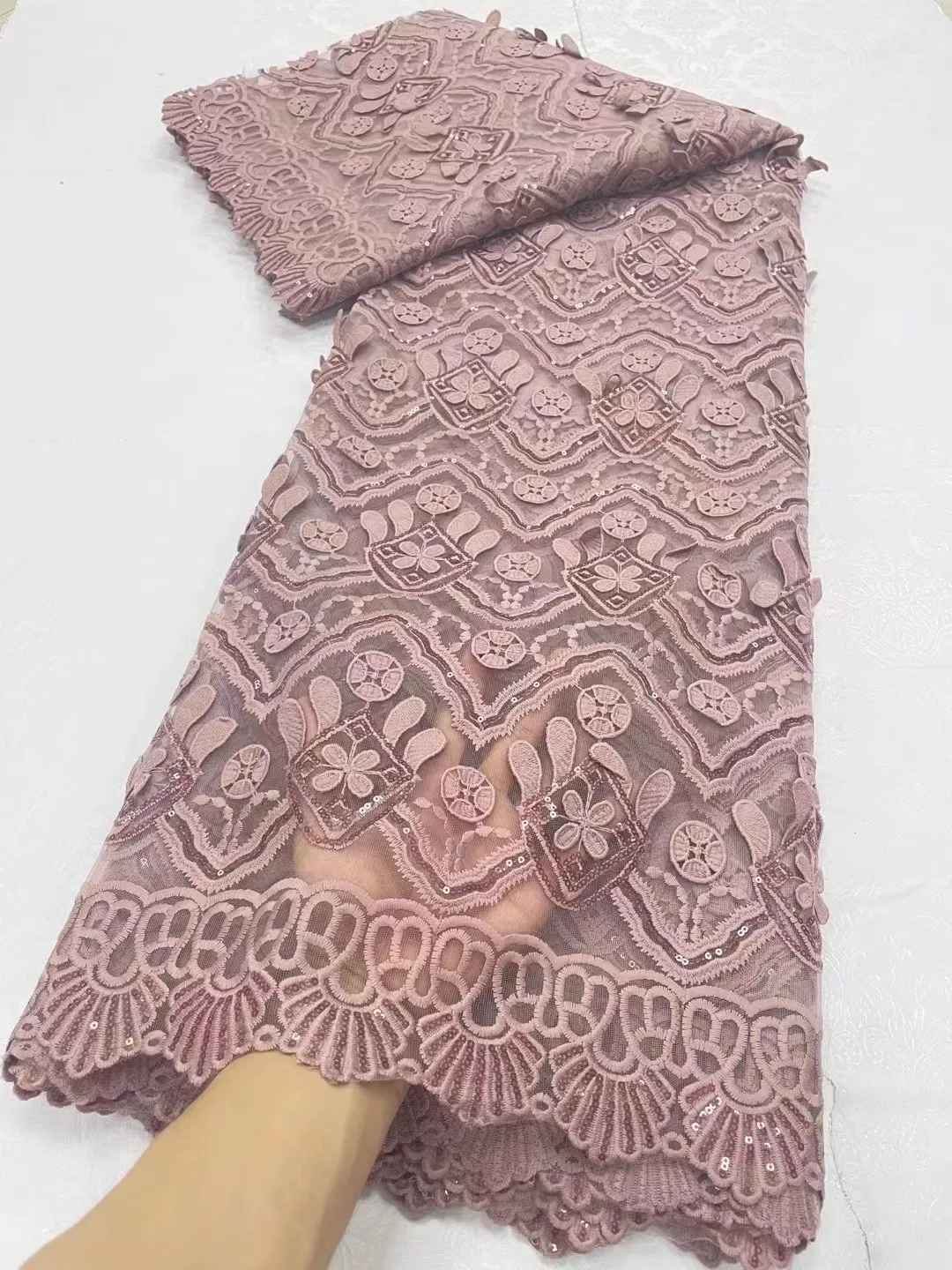 Африканская французская Кружевная Ткань 5 ярдов Высококачественная гипюровая