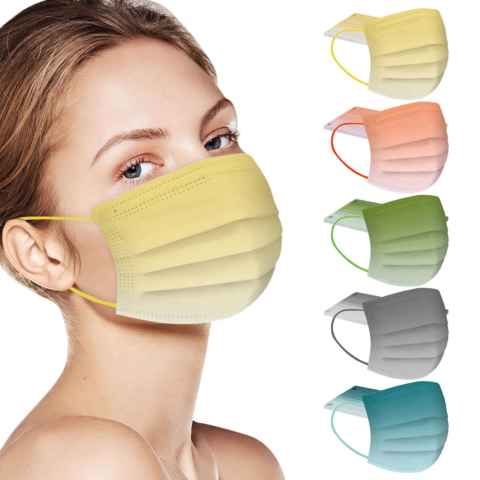 

Gradient Disposable Unisex Mask Antis Pollution Protection Fabric Adults Mouth Mask Ultrathin Non Woven Men Women Face Cover