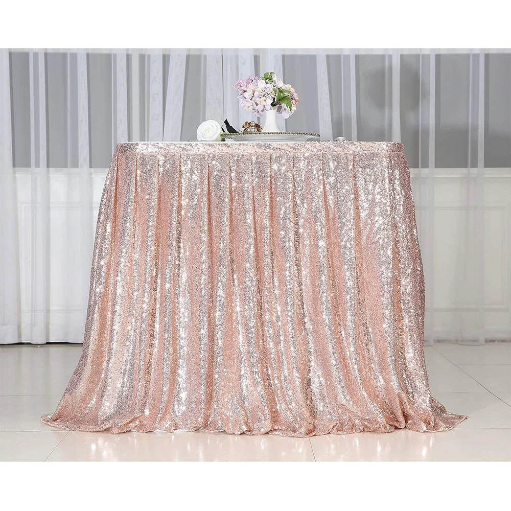 Beige Gold Sequin Table Skirt Tables Cloth Birthday Party Wedding Christmas Accessories Sweets Table Decoration Festival Deco