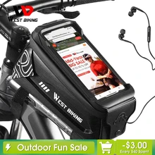 WEST BIKING Bicycle Bag 6.0-7.2 Inch Phone Bag Waterproof Front Frame Cycling Bag Sensitive Touch Screen MTB Road Bike Bag