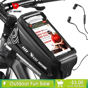 west biking bicycle bag 6 0 7 2 inch phone bag waterproof front frame cycling bag sensitive touch screen mtb road bike bag free global shipping