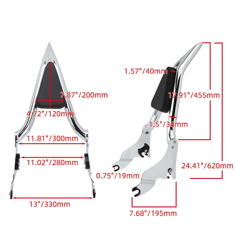 16-дюймовая Съемная задняя подкладка для спинки пассажира Для Harley Touring моделей