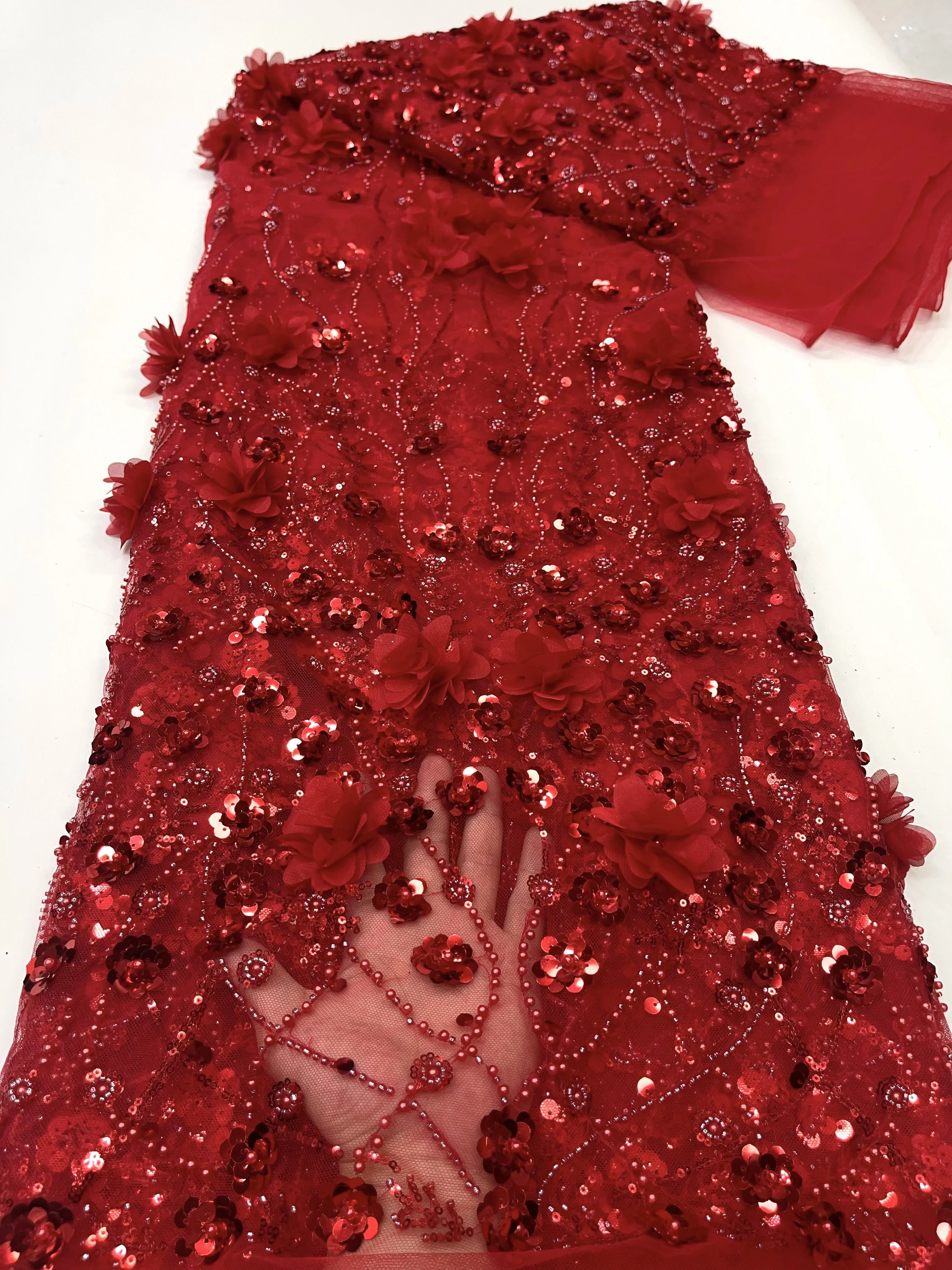 Африканская кружевная ткань с бисером 5 ярдов 2021 высокое качество блестки