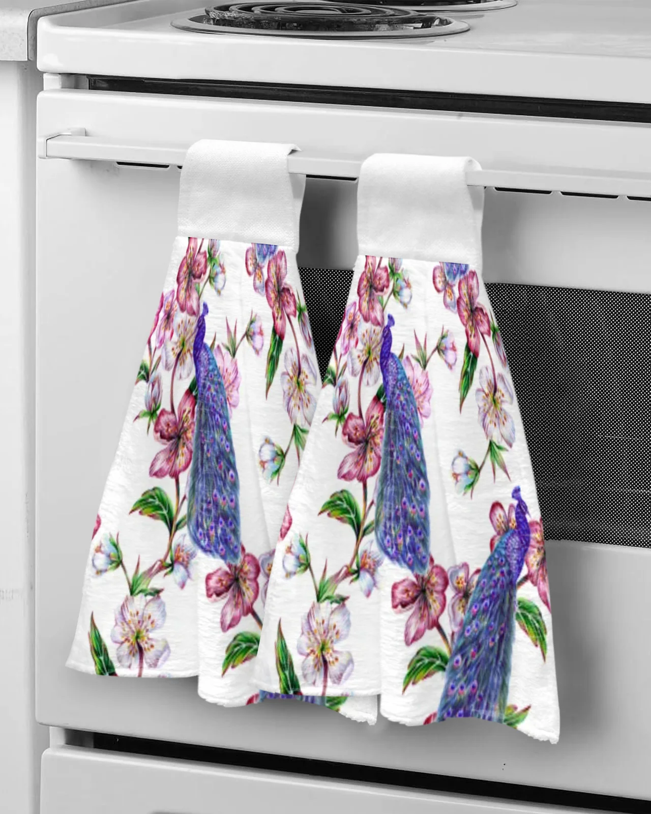 

Flowers Branch Of Cherry Peacock Hand Towel For Child Absorbent Microfiber Kitchen Towel Tableware Cleaning Towel Kitchen Tools
