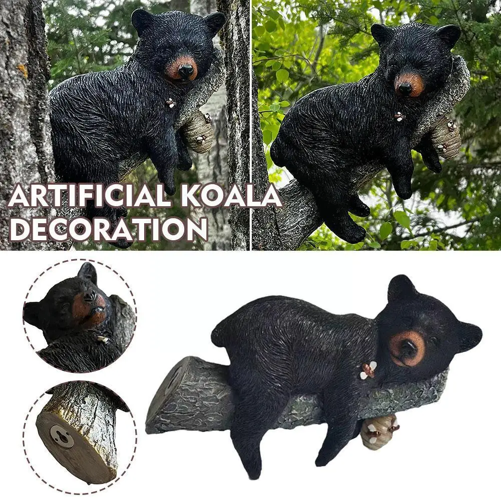 Садовая уличная сказочная Забавная фигурка черного медведя, подвесное дерево, статуэтка животного, милый двор, дом S0J8