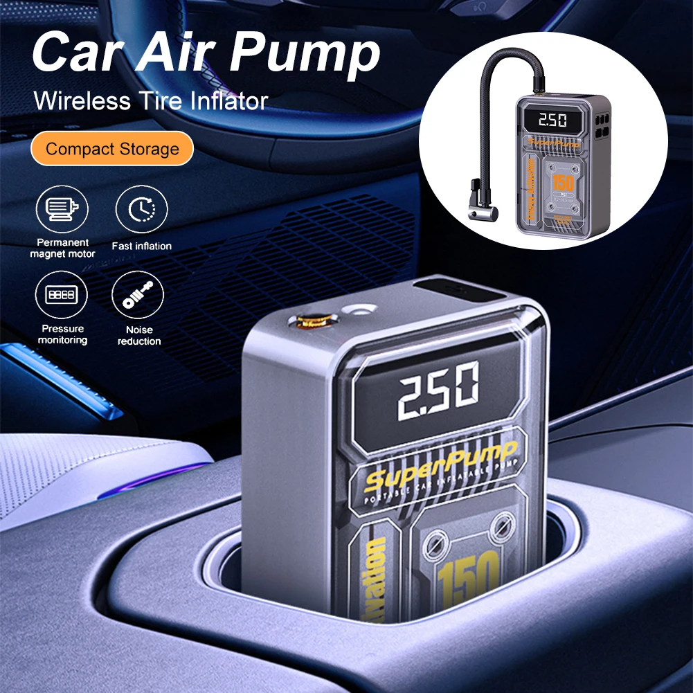 

Portable Mini Car Tire Inflator 150PSI Air Compressor Wireless Digital Inflatable Pump for Motorcycle Bicycle Car Tyre Balls