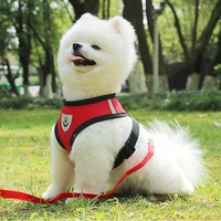 dog accessories breathable mesh small dog cat pet harness adjustable straps 1 2m pulling rope walk out training dog vest harness