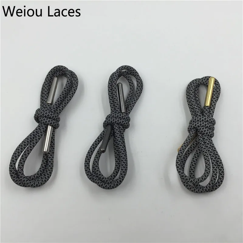 (30pairs/Lot)Weiou Running Walking Round 3M Reflective Shoelaces With Metal Aglets Gold Silver Gunblack Safety Laces For Men