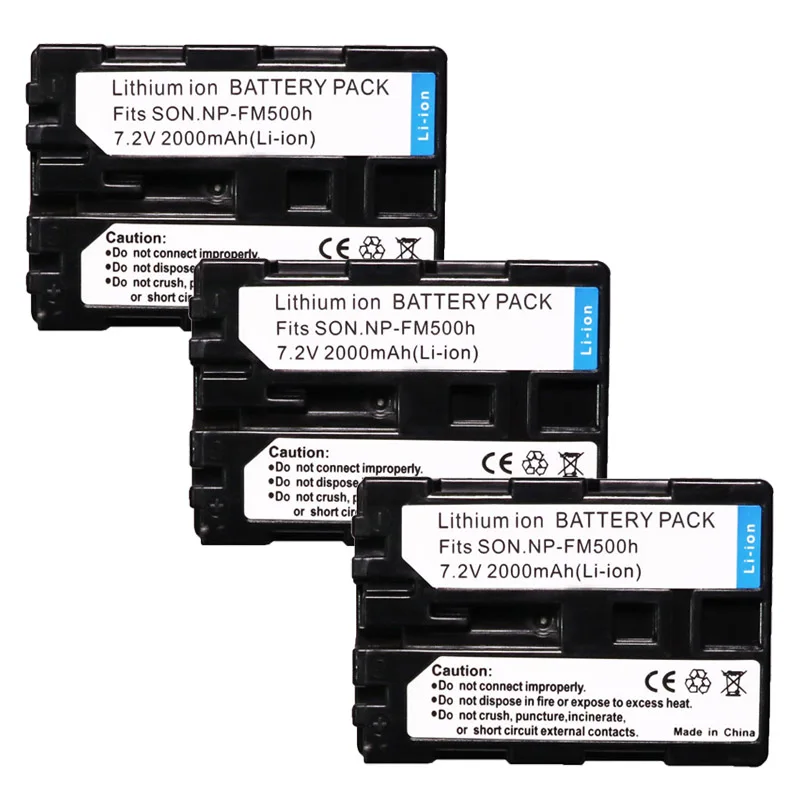 

3 шт. для Sony NPFM500H аккумуляторная батарея 2000 мАч NP FM500H NP-FM500H камера A57 A58 A65 A77 A99 A550 A560