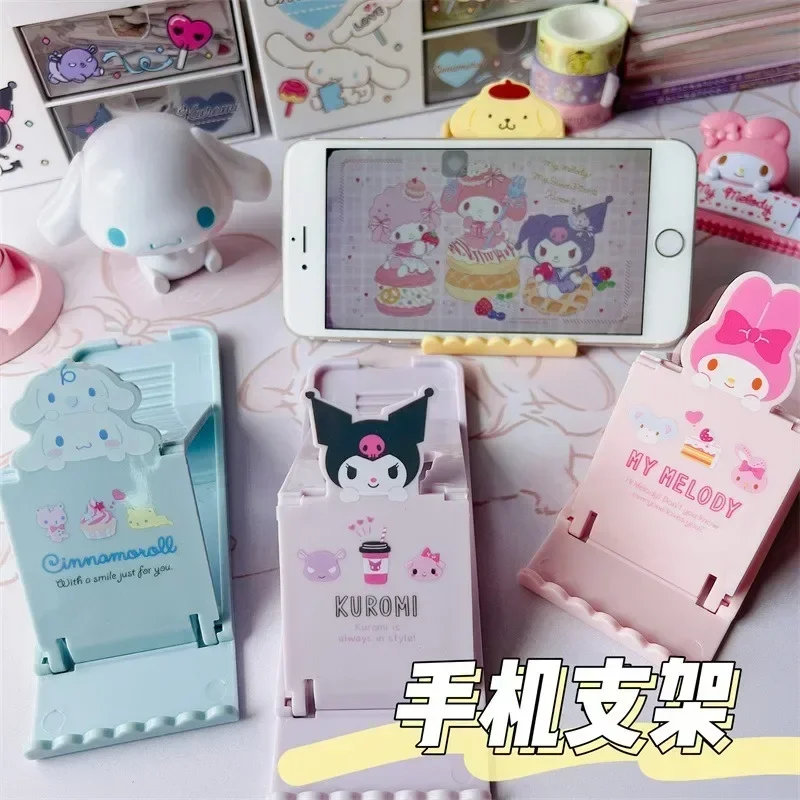 Sanrio Hello Kitty Mobile Phone Holder Cute Cartoon Kuromi Cinnamoroll My Melody Adjustable Laptop Support Bracket Holiday Gifts