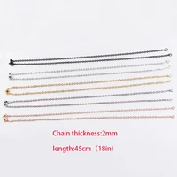 ason 10pcslot stainless steel 2mm1 5mm chain thickness necklace with chain 45 cm diy chain jewerly making collars accessories