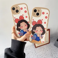 disney princess cute cartoon lambskin phone cases for iphone 13 12 11 pro max xr xs max x lady girl anti drop soft cover gift