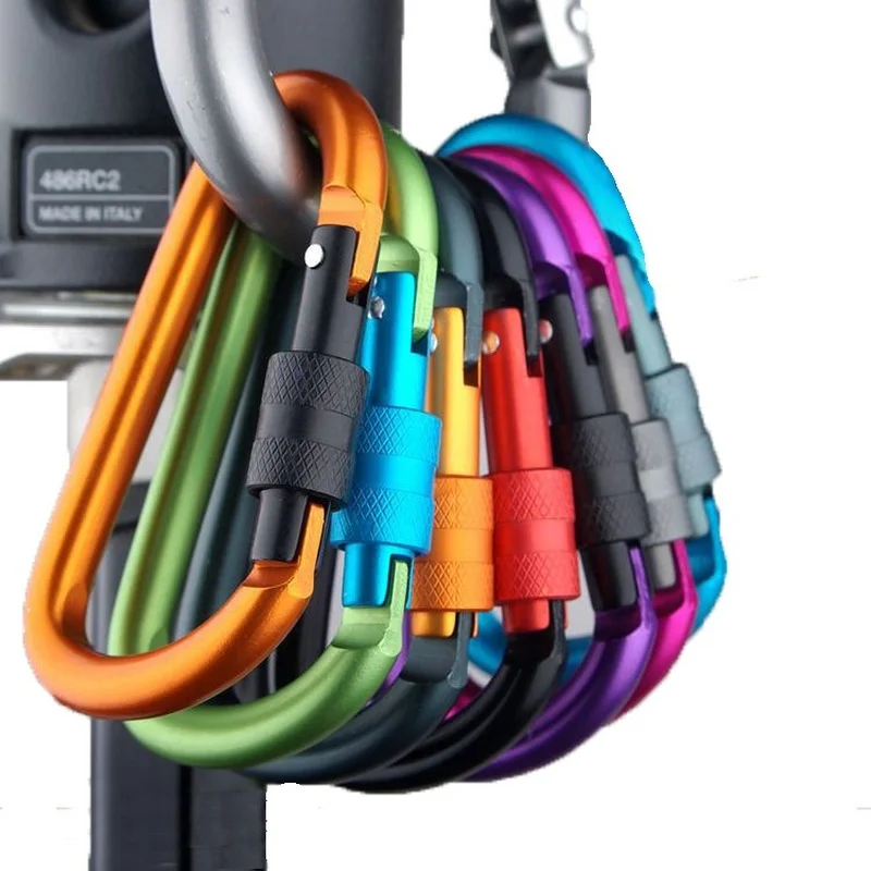 

Aluminum Carabiner Chain Clip Rotary Lock D Ring Buckle key Ring Camping Mountain Snap Hook Outdoor Travel Kit