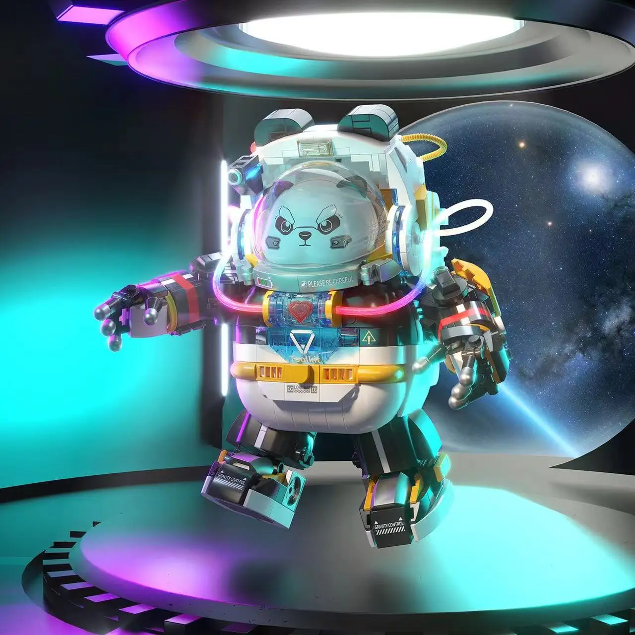 Аниме Kawaii мультфильм космос панда мейка отечественные строительные блоки