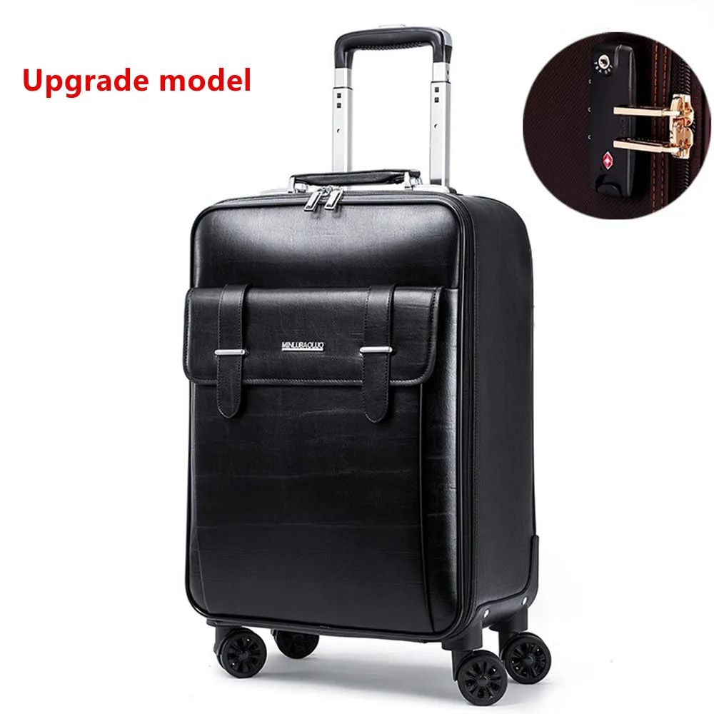 16,20,24 Inch,4 Spinner wheel,PU Retro box,Lightweight, shock bag Travel Suitcase,Trolley Case,Business Luggage Rolling Luggage