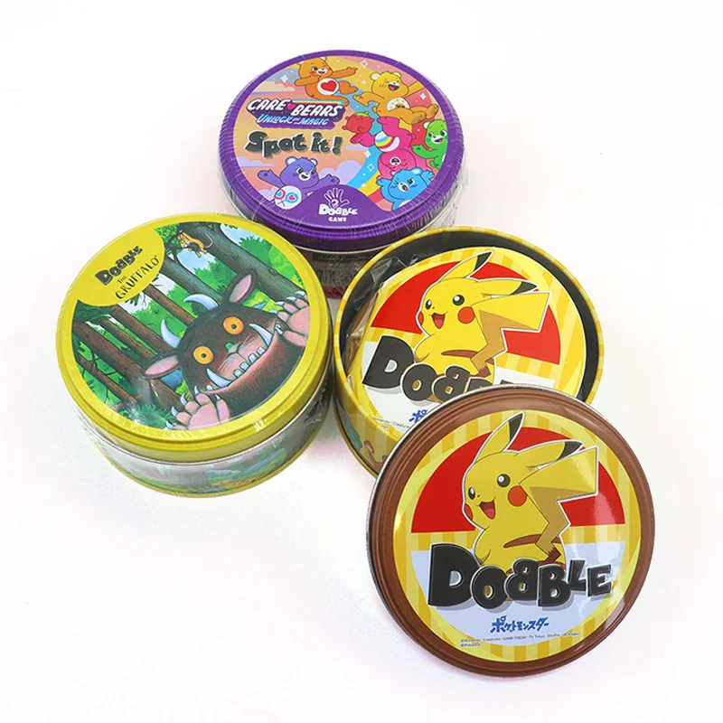 

Pokemon Hobby Spot It Cartoon Animals Dobble Board Game Bear Jr Hip Camping Family Kids Puzzle Playing Cards Toys Gift Metal Box