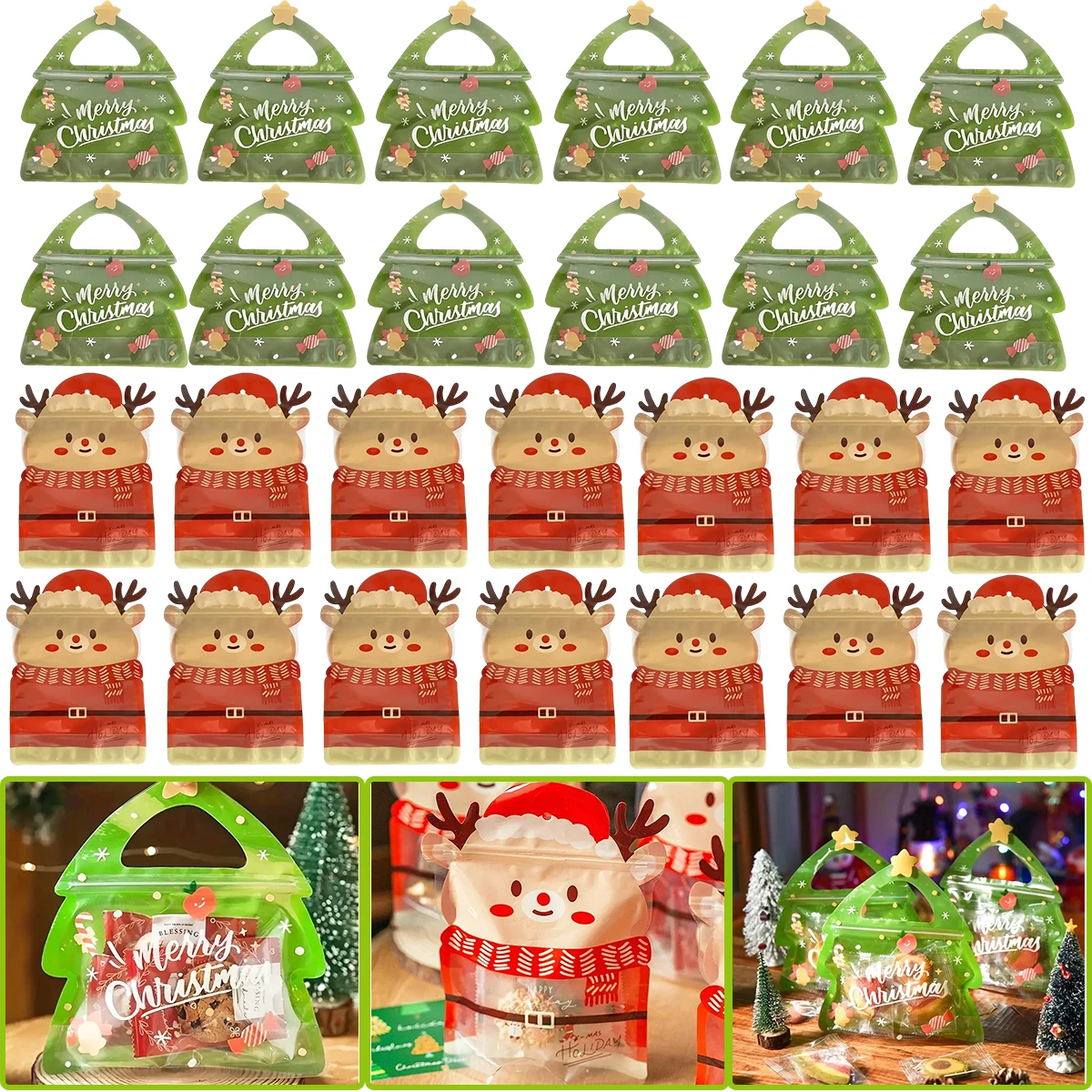 

25 шт., карман для упаковки печенья на новый год