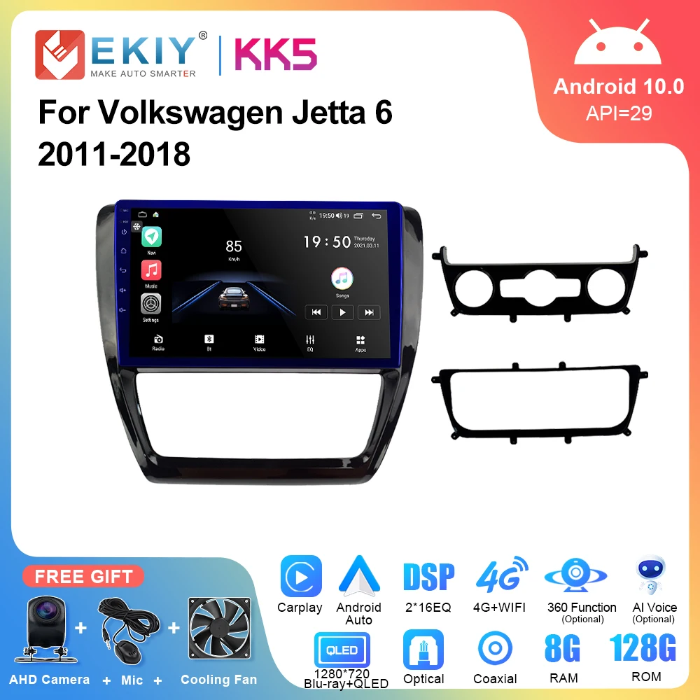 EKIY KK5 Автомобильный радиоприемник 2Din Android Auto для Volkswagen Jetta 6 2011-2018 Мультимедийный
