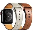 Кожаный ремешок для Apple Watch band, высококачественный мужской женский ремешок серии 1234567 SE 44 мм 40 мм, часы для iWatch 42 мм 38 мм, браслет