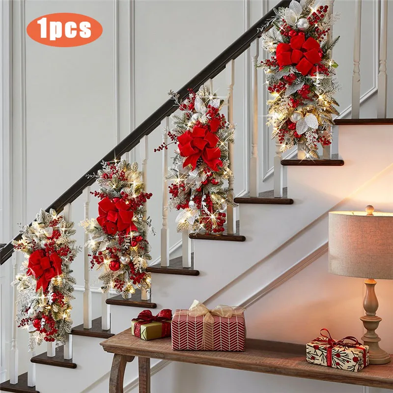 

Рождественская фотография, Рождественский венок, украшение для дома, дверь, подвесной венок для лестницы, настенный Рождественский Декор
