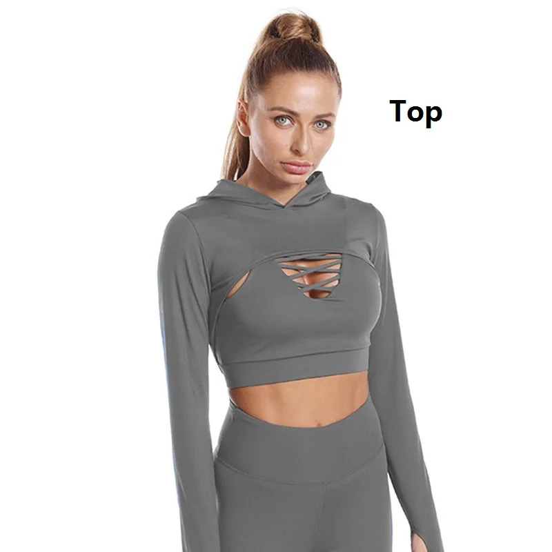 New 3Pc Yoga Sets Gym Women Sport Bra Clothing High Waist Long Sleeve Workout Clothes For Woman Running Fitness Suit Sportwear