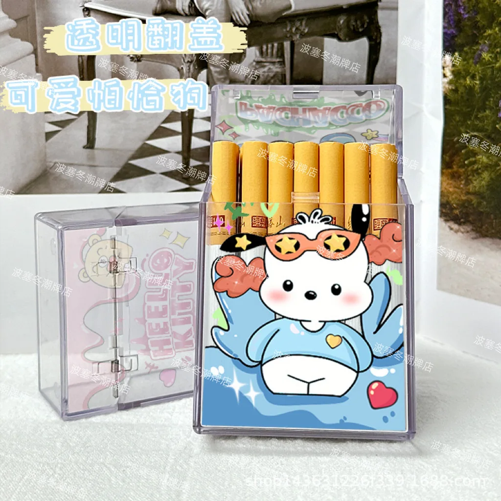 

Kawaii Sanrio Hello Kitty Kuromi Cigarette Case Animen Smoke Boxs Pochacco My Melody Card Storage Box Boyfriend Birthday Gifts