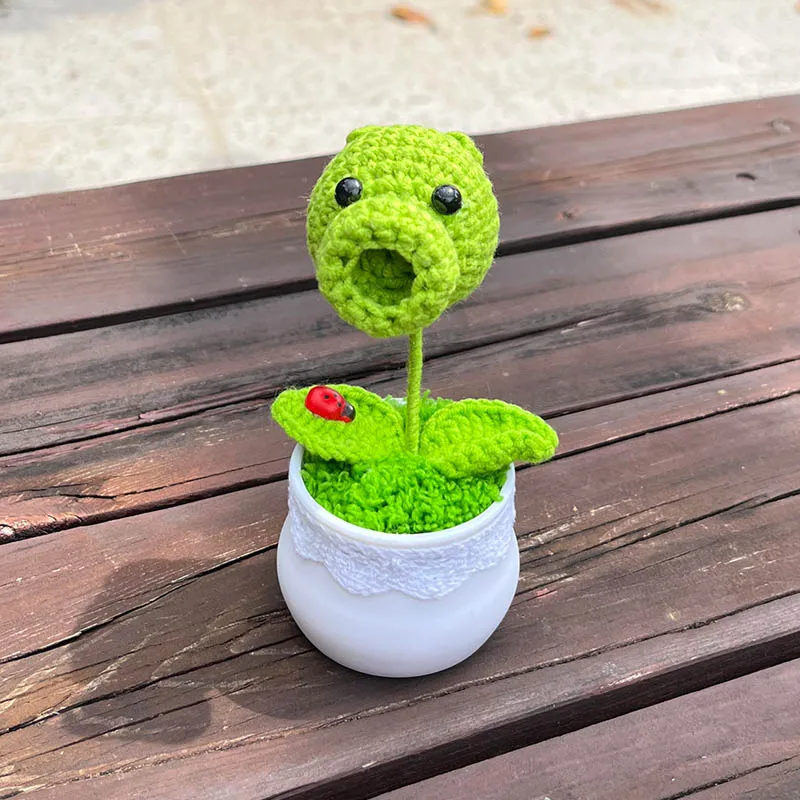 

Crochet Pea-Shooter Potted Plants, Artificial Cartoon Bonsai,Knitted Gifts For Girl/Boyfriend,Room Desk/Home Table/Bedroom Decor