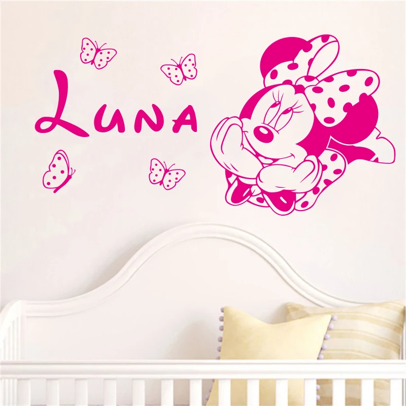 

disney Creative Kawaii for kids rooms Minnie Mickey Mouse Butterfly Removable wall stickers home decoration Wall Sticker Poster