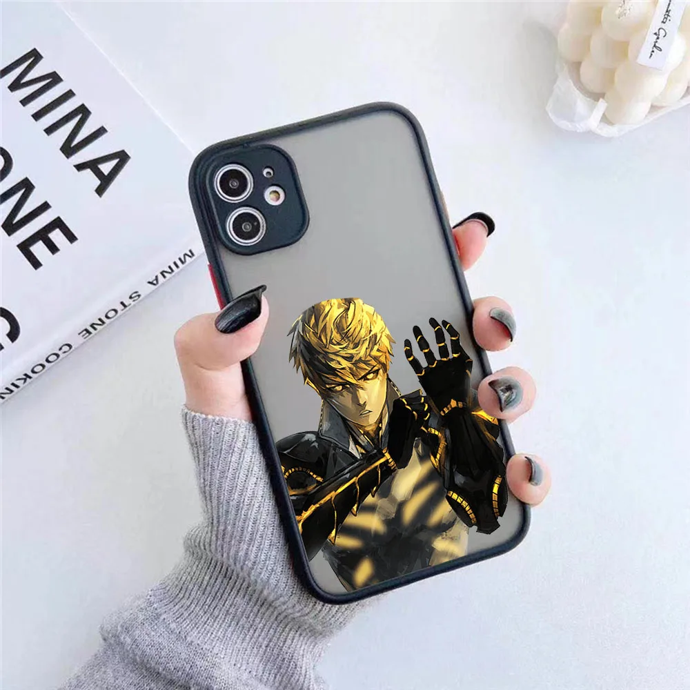 Чехлы для iPhone 15 Pro Max SE 14 7 8 6s Plus 13 12 11 XS X XR 15Plus One Punch Man Матовый полупрозрачный чехол