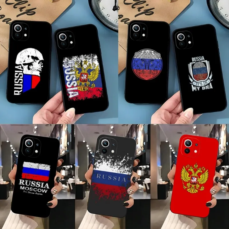 

Russia Flag Emblem Phone Case For Redmi K40 K40s K30 K20 Pro Plus K50 Extreme GO 8 8A 9 9A 9C 9T 10 10X Black Silicone Cover