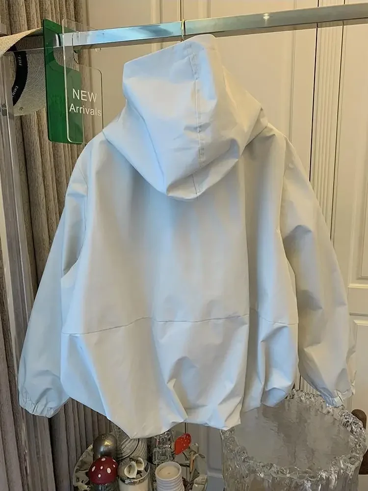 Короткие модные повседневные свободные пальто с капюшоном в английском стиле