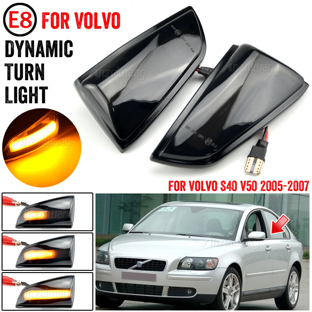

For Volvo S40 V50 2005 2006 2007 Dynamic Blinker LED Turn Signal Mirror Indicator Light OEM 8679775 8679777